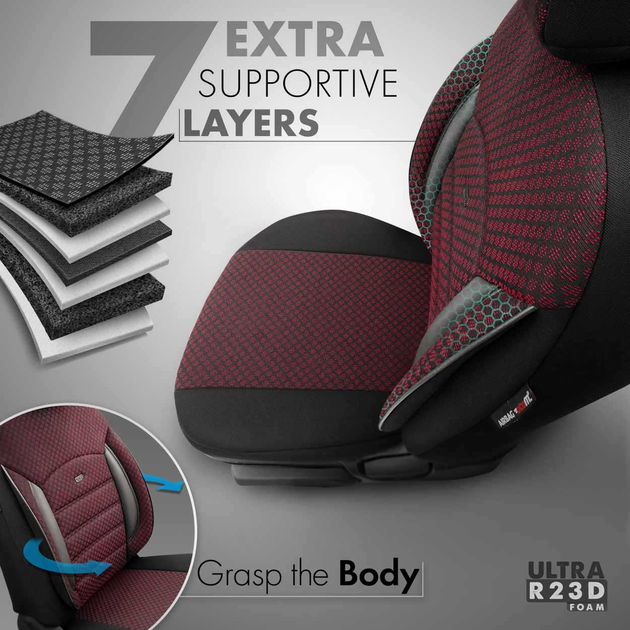 Pokrowce na siedzenie samochodowe Amio OTOM Sport Plus 103 Burgundy (8681892784821) - obraz 9