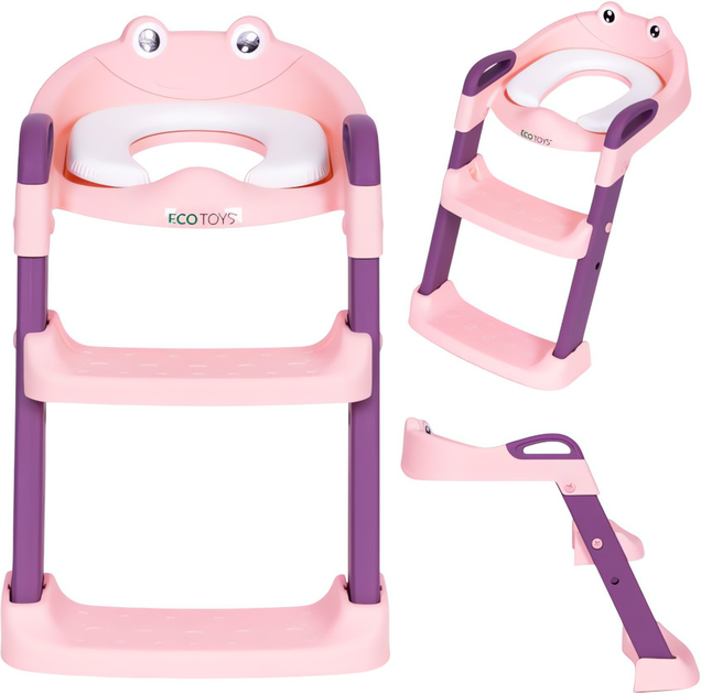 Nakładka na toaletę ze schodkami EcoToys różowo-fioletowa 41x38x55 cm (5905817005567) - obraz 1