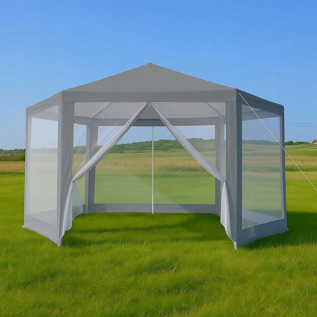 Namiot pawilon ModernHome by Multistore ogrodowy z moskitierą szary 2 x 2 x 2 m PAW-2x2x2-N-GY (5905817005666) - obraz 9