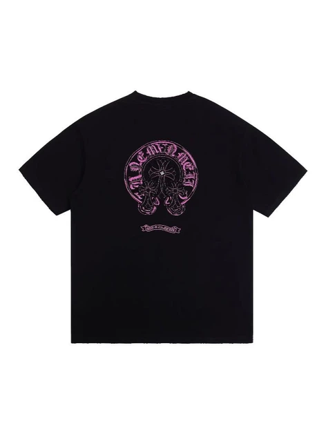 Chrome Hearts レディースTシャツ Жіноча футболка Chrome Hearts T-Shirt White With Pink Logo CH110