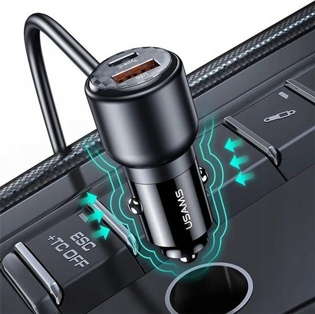 Ładowarka samochodowa Usams C40 3 x USB + 2 x USB-C 165 W (6958444908397) - obraz 5