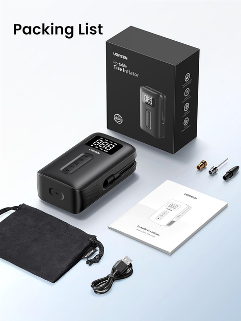 Kompresor powietrza Ugreen CD259 Portable Tire Inflator (6941876219513) - obraz 8