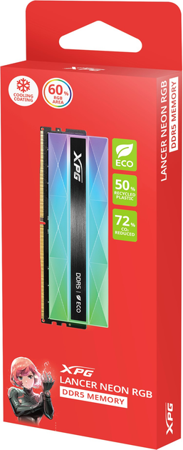 Оперативна пам'ять ADATA DDR5-6400 16384MB PC5-51200 XPG Lancer Neon RGB Silver (AX5U6400C3216G-CLANRSG) - зображення 4