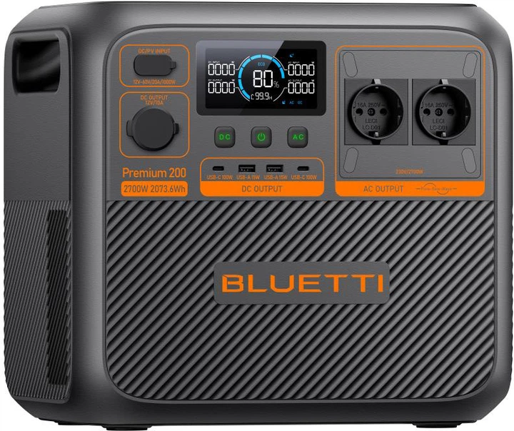 Stacja ładująca Bluetti Premium 200 V2 / 2700 W / 2073.6 Wh / LiFePO4 (P-PR200V2-EU-GY-BL-010) - obraz 3