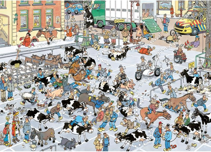 Пазл Jumbo Jan van Haasteren Ринок худоби ViehMarkt 1000 елементів (8710126190753) - зображення 3