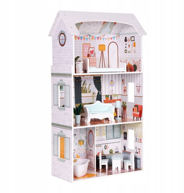 Domek dla lalek EcoToys Alice 3 piętra 9 mebelków D8211 (5905817006335) - obraz 5