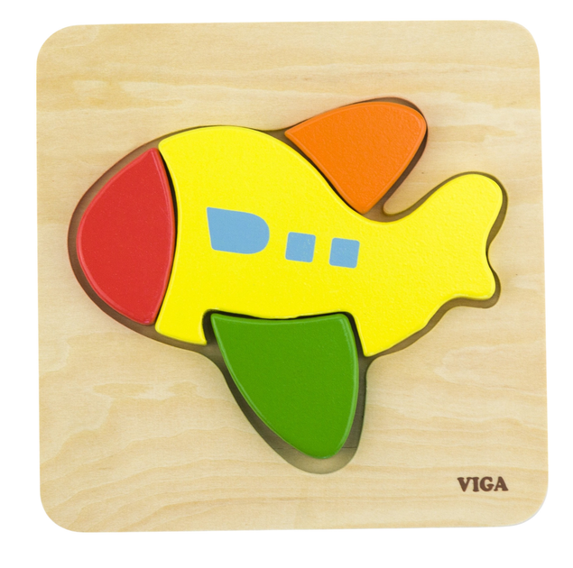 Drewniany mini puzzle Viga na podkładce Samolot 50173 (6934510501730) - obraz 1