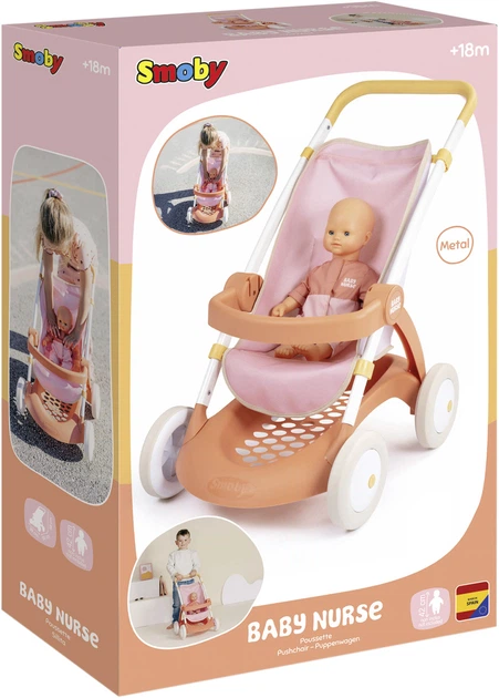 Wózek dla lalki Smoby Baby Nurse spacerowy 58 x 38 x 58 cm (7600254024) - obraz 9