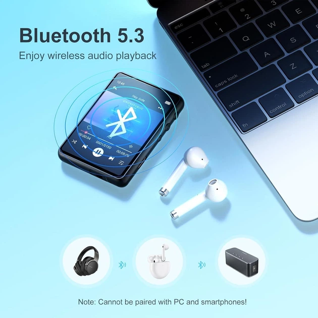 Hi-Fi MP3 плеер MECHEN M3 - 64GB, Bluetooth 5.3, сенсорный экран 2,4 дюйма, внешний динамик, FM,чехол, защитное стекло Black - изображение 5