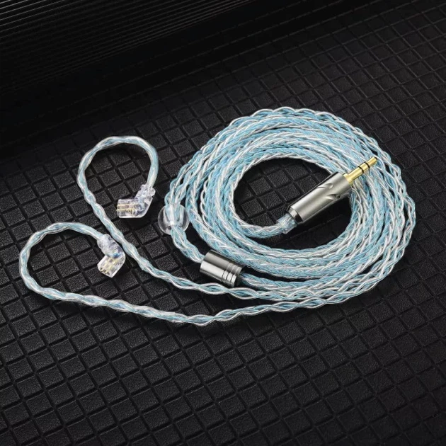 Кабель QKZ T1 8 Core Silver-Blue для навушників 3,5мм c-pin - зображення 8