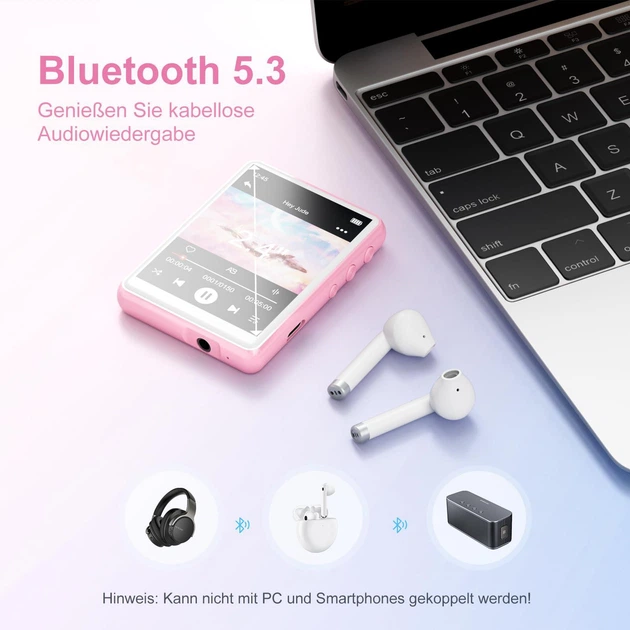 Hi-Fi MP3 плеер MECHEN M3 - 64GB, Bluetooth 5.3, сенсорный экран 2,4 дюйма, внешний динамик, FM,чехол, защитное стекло Pink - Фото 6 Hi-Fi MP3 плеер MECHEN M3 - 64GB, Bluetooth 5.3, сенсорный экран 2,4 дюйма, внешний динамик, FM,чехол, защитное стекло Pink - изображение 6