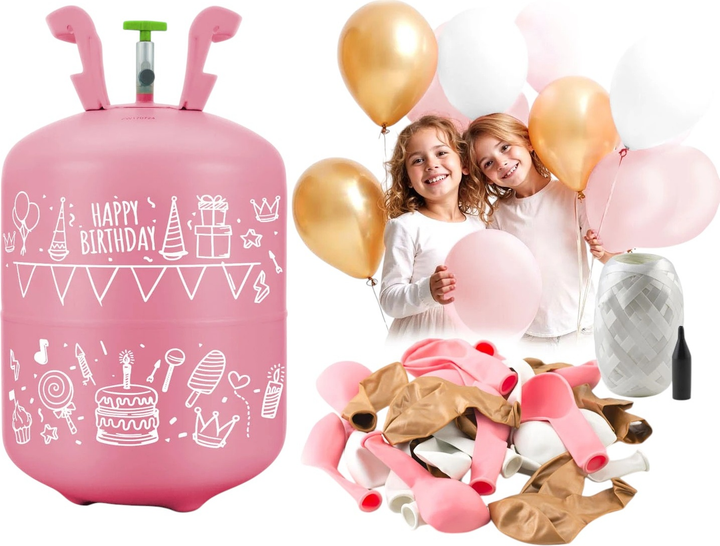 Гелієвий балон Ricokids 0.2 м³ з кульками та стрічкою Pink (5903890626457) - зображення 3