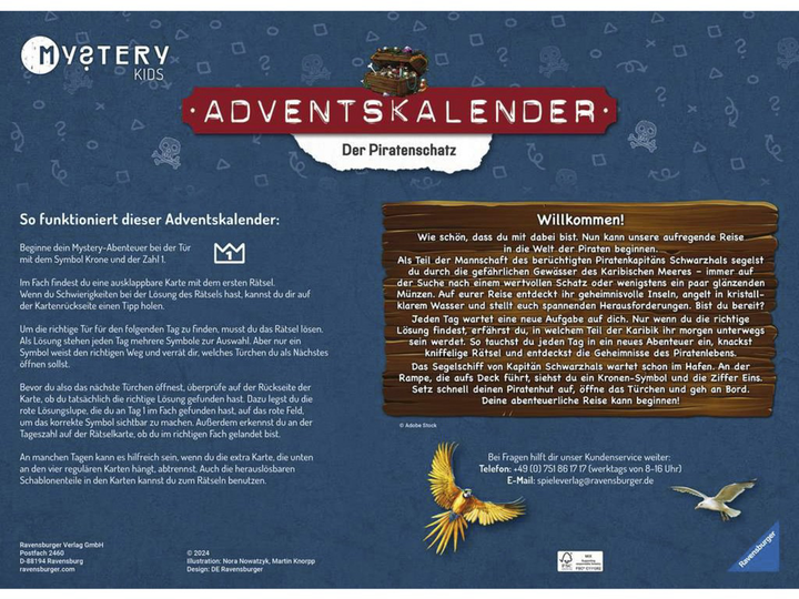 Gra planszowa Ravensburger Mystery Kids Kalendarz adwentowy Piracki skarb (4005556201860) - obraz 4