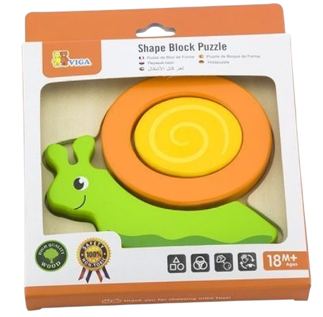 Drewniany mini puzzle Viga na podkładce Ślimak 59931 (6934510599317) - obraz 3