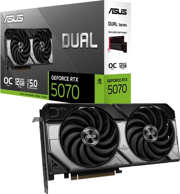 Відеокарта ASUS PCI-Ex GeForce RTX 5070 Dual OC Edition 12GB GDDR7 (192bit) (2572/28000) (HDMI, 3 x DisplayPort) (90YV0M17-M0NA00) - зображення 16