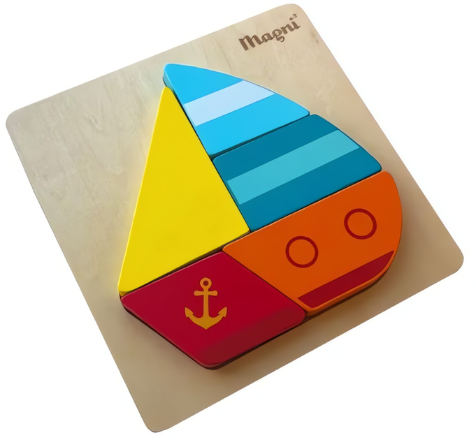 Drewniane puzzle Magni Statek 5 elementów (5707594038666) - obraz 3