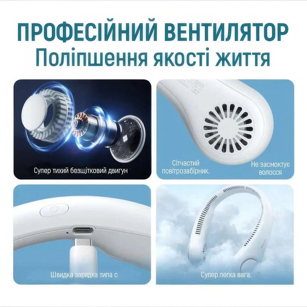 Вентилятор на шию Voltronic Neck Fan X5 (YT41018) - зображення 4
