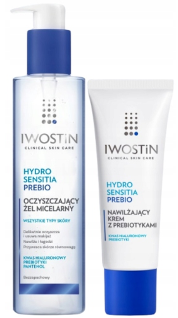 Zestaw do pielęgnacji twarzy Iwostin Hydro Prebio Żel micelarny 200 ml + Krem nawilżający 50 ml (5907734714515) - obraz 2