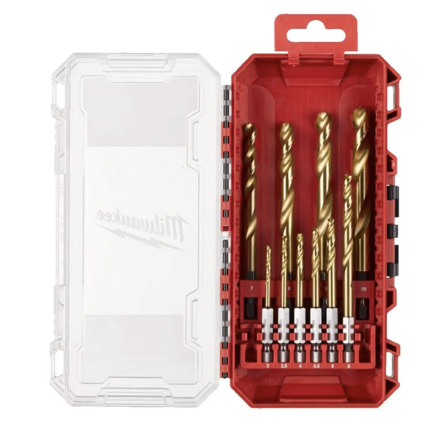 Набор сверл по металлу RedHEX SHOCKWAVE™ HSS-TiN PACKOUT MILWAUKEE, (10шт) (3-10мм) - Фото 1 Набор сверл по металлу RedHEX SHOCKWAVE™ HSS-TiN PACKOUT MILWAUKEE, (10шт) (3-10мм) - изображение 1