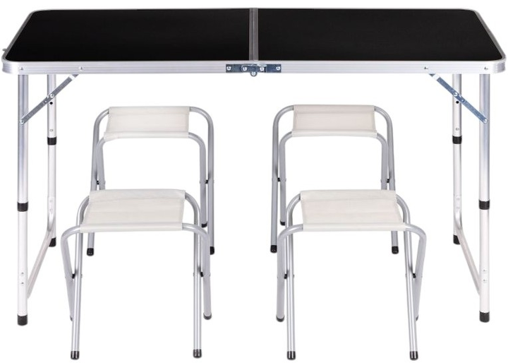 Zestaw stół składany turystyczny i 4 krzesła ModernHome by Multistore czarny (HTA120R+4S BLACK) - obraz 4