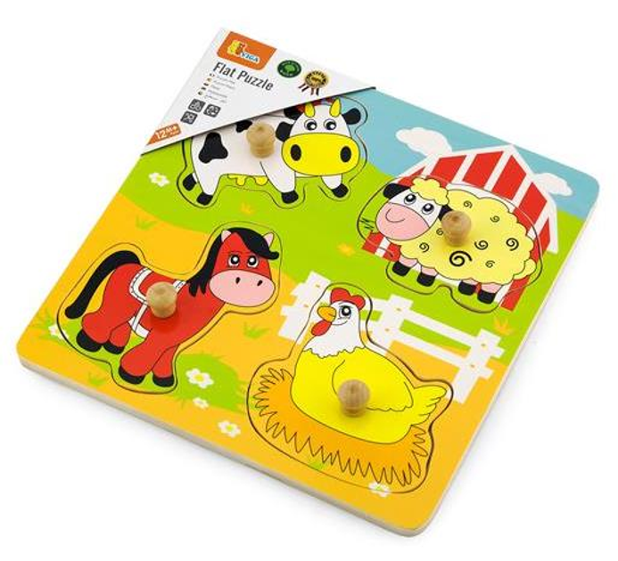 Drewniane puzzle niespodzianka Viga na podkładce z uchwytami Farma 59562 (6934510595623) - obraz 4