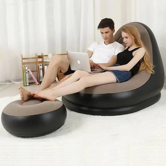 Надувное садовое кресло с пуфиком Air Sofa Comfort, велюр, 76*130 см - изображение 3