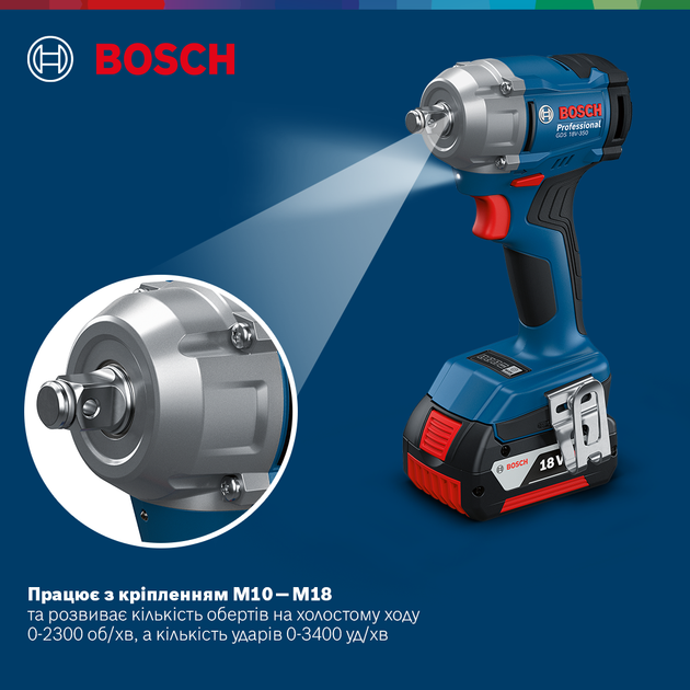 Аккумуляторный бесщеточный ударный гайковерт Bosch GDS 18V-350 (2 x аккумуляторы GBA 18V 4.0Ah + Профессиональное зарядное устройство для GAL 18V-20 + L-кейс) (06019M5021) - Фото 3 Аккумуляторный бесщеточный ударный гайковерт Bosch GDS 18V-350 (2 x аккумуляторы GBA 18V 4.0Ah + Профессиональное зарядное устройство для GAL 18V-20 + L-кейс) (06019M5021) - изображение 3