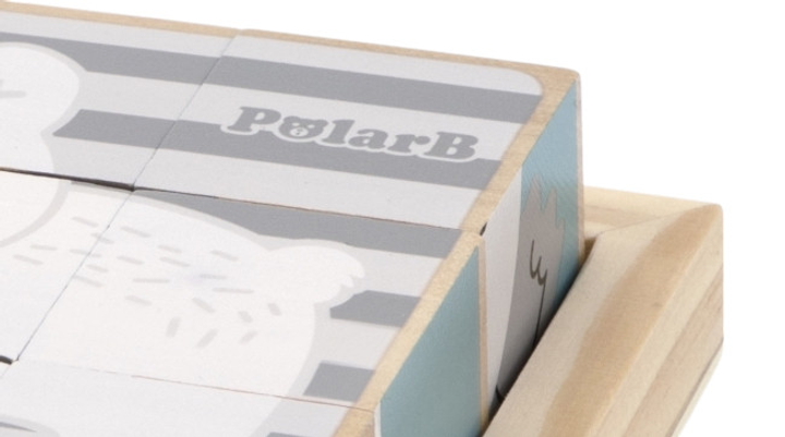Zestaw drewnianych puzzli - kostek Viga PolarB na podkładce Zwierzątka, 9 elementów 44024 (6971608440243) - obraz 2