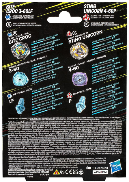 Zestaw Hasbro Beyblade X podwójny Bite Croc i Sting Unicorn F9586 (5010996260147) - obraz 3