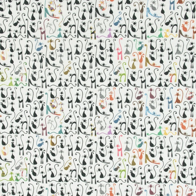 Ткань с акриловой пропиткой Котики силуэт черный,цветной (220г/м.кв140см пог.м) 164638 - изображение 2