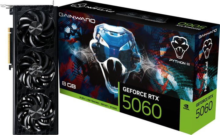 Karta graficzna Gainward PCI-Ex GeForce RTX 5060 Python III 8GB GDDR7 (128bit) (2497/28000) (HDMI, 3 x DisplayPort) (NE75060019P1-GB2063T) - obraz 9
