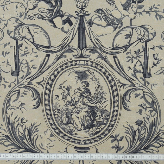 Ткань жаккард Каталония песочный т.синий (232г/м.кв310см пог.м) 153374 - изображение 3