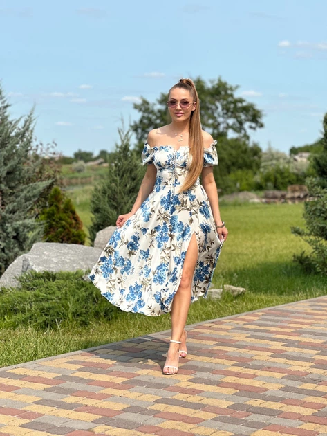 Жіноча сукня міді з шовку Армані Квітковий принт Maybel L 519 (3893_4) - зображення 4