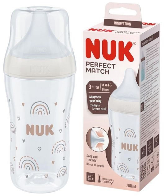 Butelka do karmienia Nuk Perfect Match 3+ m Przezroczysta 260 ml (4008600434245) - obraz 1