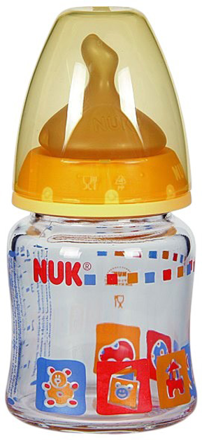 Butelka do karmienia Nuk First Choice Glass 0-6 m Żółta 120 ml (4008600386421) - obraz 1