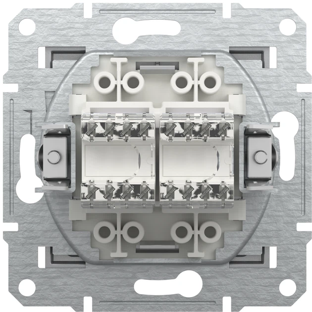 Розетка компьютерная RJ-45 двойная, Серебристая , EPH4400161 Asfora Schneider - Фото 5 Розетка компьютерная RJ-45 двойная, Серебристая , EPH4400161 Asfora Schneider - изображение 5