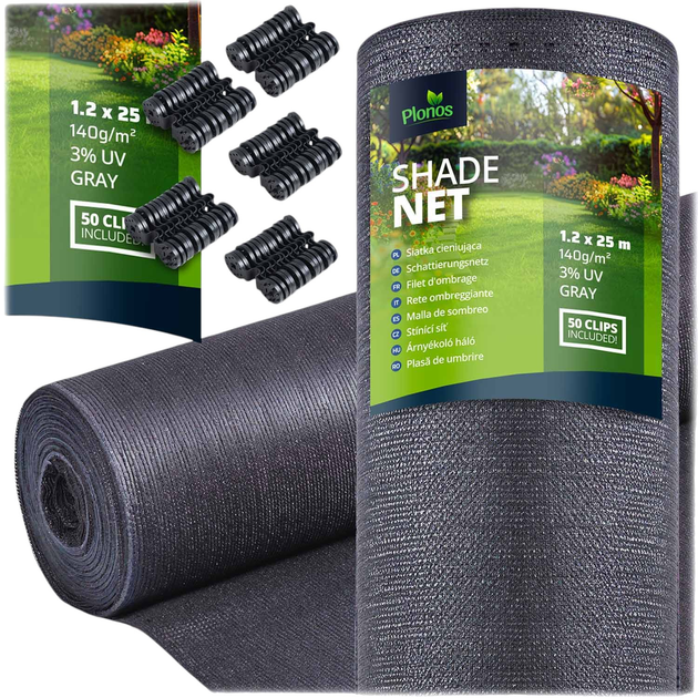 Siatka cieniująca Plonos 1.2x25m 140g/m2 Szara (454010) - obraz 1
