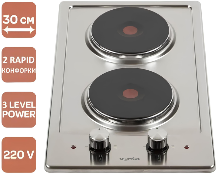 Варильна поверхня Domino електрична Ventolux HE302 (INOX) 3 - зображення 1