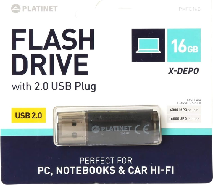 Pendrive Platinet X-Depo 16GB USB 2.0 Black (PMFE16B) - obraz 2