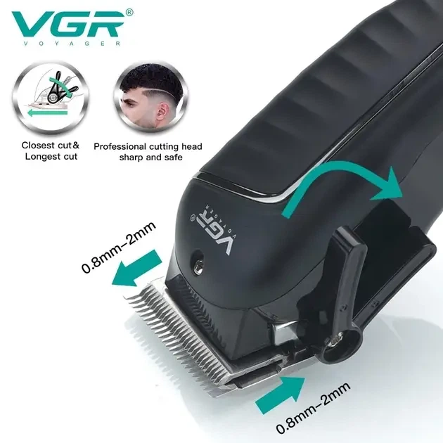 Беспроводная аккумуляторная машинка для стрижки волос VGR V-683 с насадками электробритва триммер Черный - изображение 2