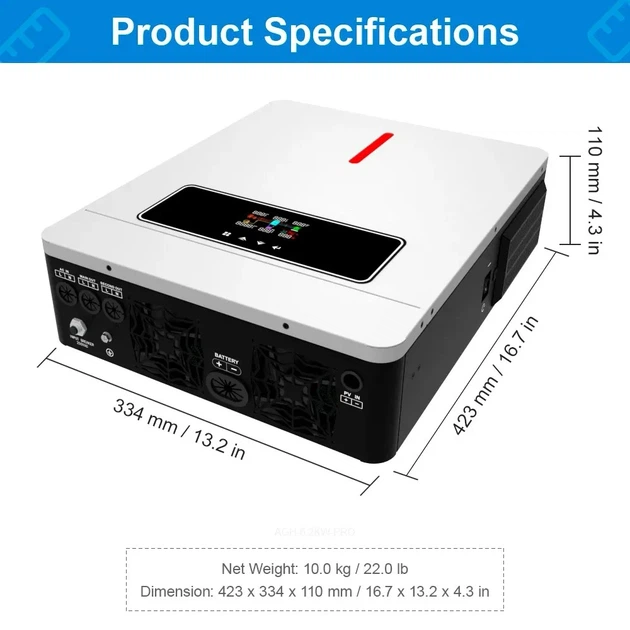 Гібридний інвертор Daxtromn AGH-6.2KW, 48 В, 120 А, 6200 Вт - Фото 11 Гібридний інвертор Daxtromn AGH-6.2KW, 48 В, 120 А, 6200 Вт - зображення 11