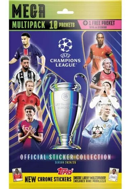 Набір карт Topps uefa champions league 2024 25 наклейки mega multipack (5053307074507) - зображення 1