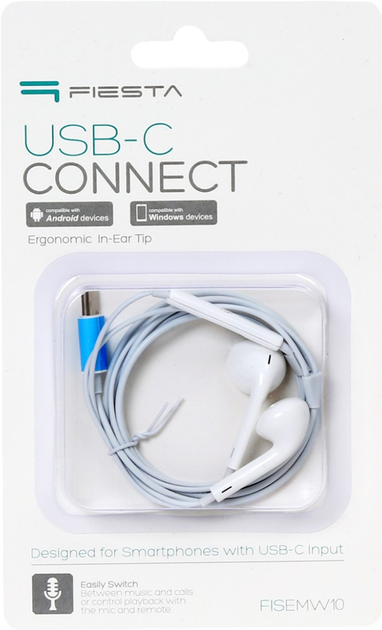 Słuchawki Fiesta In-Ear Earphones USB-C White (FISEMW10) - obraz 4