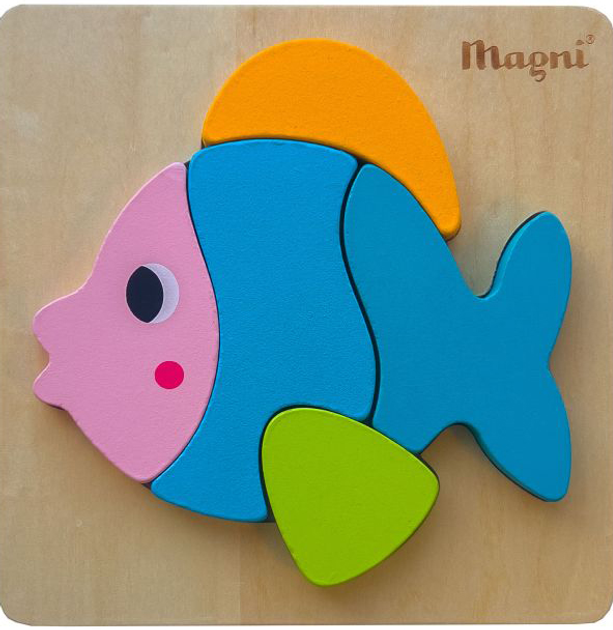 Drewniane puzzle Magni Ryba 5 elementów (5707594038673) - obraz 1