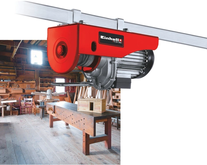 Тельфер электрический TC-EH 500 1000Вт до 500кг трос 12м 15.15кг Einhell (2000003203727) - Фото 4 Тельфер электрический TC-EH 500 1000Вт до 500кг трос 12м 15.15кг Einhell (2000003203727) - изображение 4