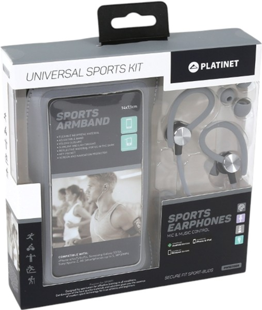 Навушники Platinet Sport Earphones + Armband Grey (PM1070GR) - зображення 4