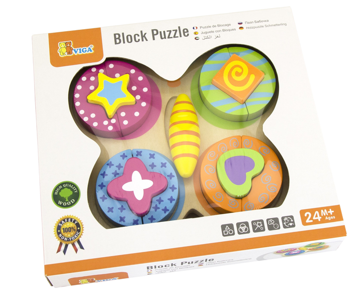 Drewniany puzzle - sorter Viga na podstawce Motyl 59924 (6934510599249) - obraz 4