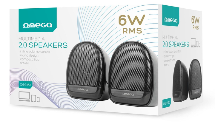 System akustyczny Omega Speaker 6W RMS USB 3.5 mm Audio Black Elipse (5907595461498) - obraz 3