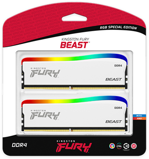 Pamiec Kingston Fury DDR4-3200 32768MB PC4-25600 (Kit of 2x16384) Beast RGB Special Edition White (KF432C16BWAK2/32) (955555906991219) - Outlet - obraz 6