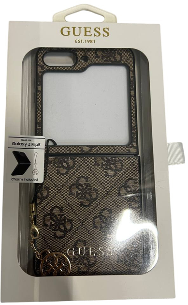 Etui plecki Guess 4G Charms Collection do Samsung Galaxy Z Flip 5 Brown (3666339171957) (955555906879117) - Outlet - obraz 3